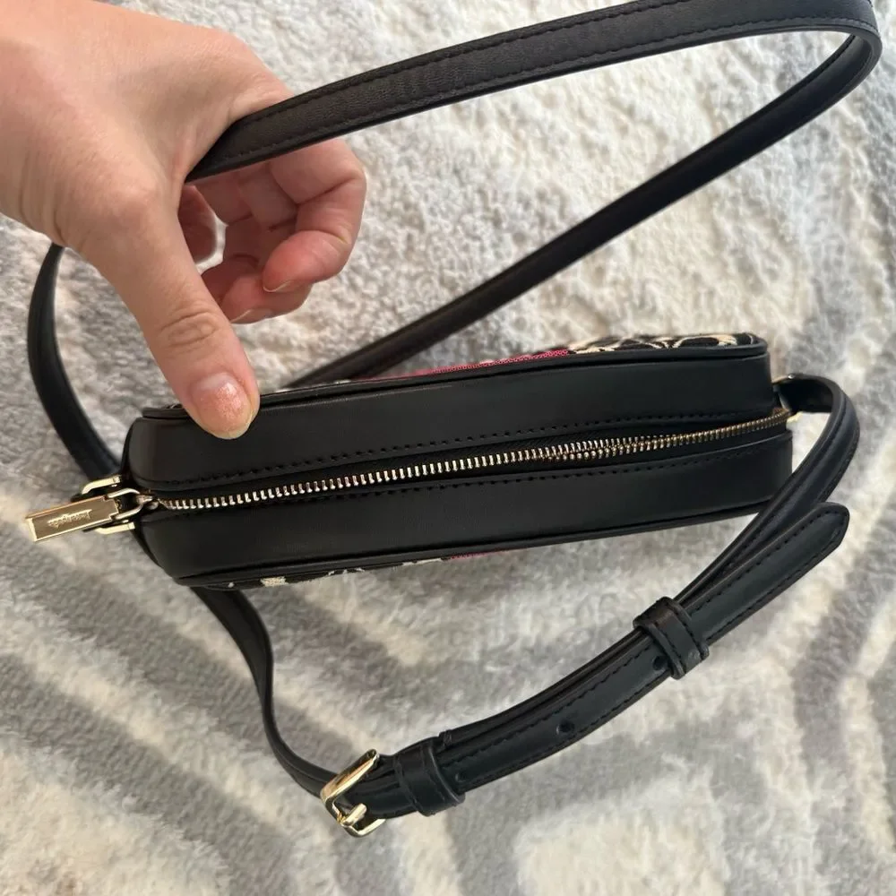 Kate Spade Spade Flower Jacquard Stripe Market Camera Bag in Cream Multi NWOT